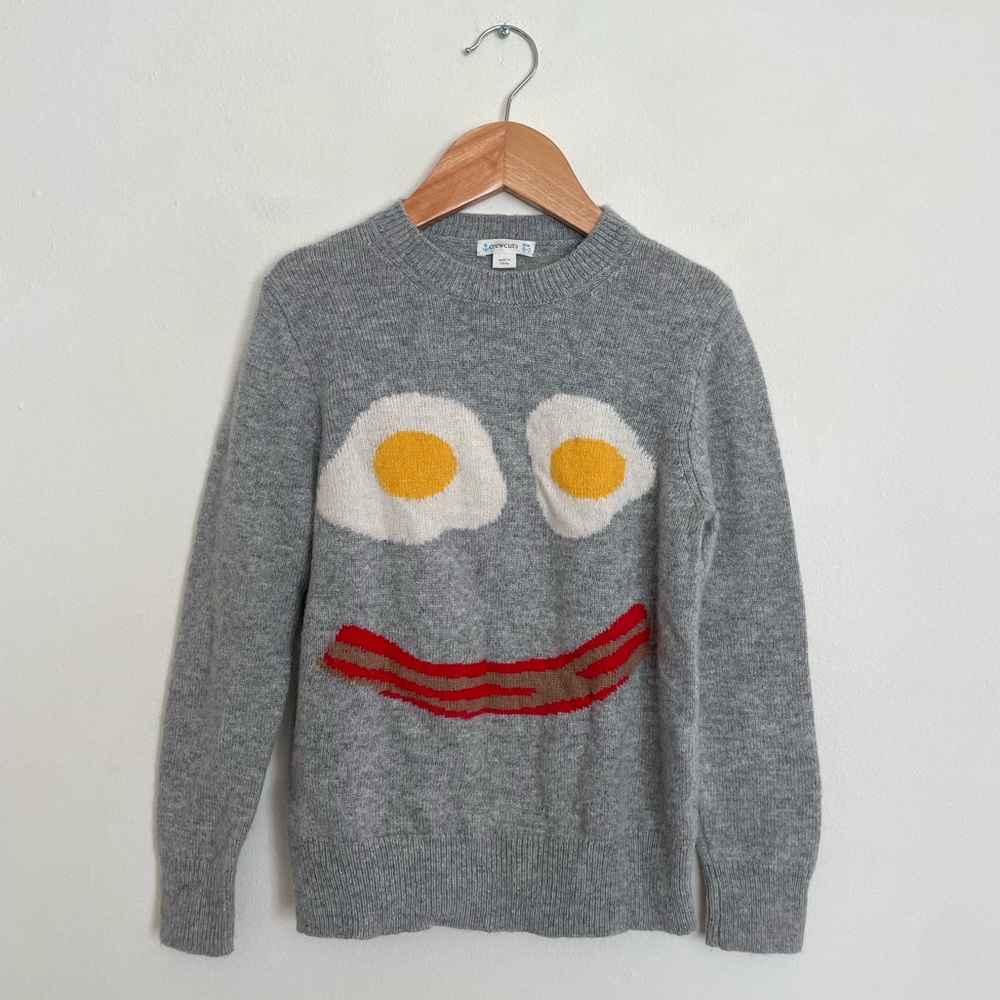 Crewcuts Gray Sweater with Egg & Bacon Face